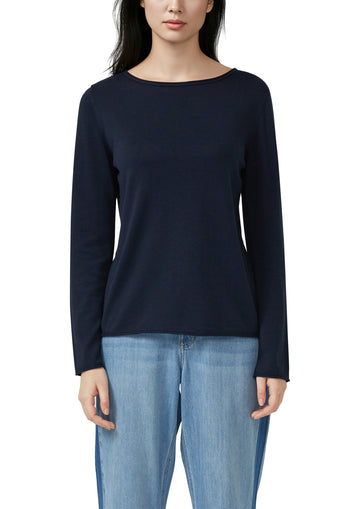 Feinstrickpullover mit Rollkanten