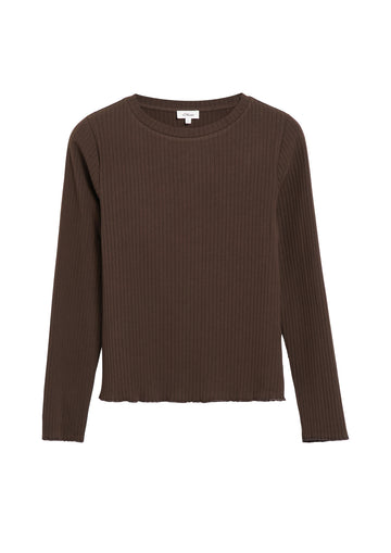 Geripptes Langarmshirt im Slim Fit