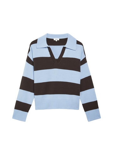 Gestreiftes Strick-Poloshirt in Regular Fit