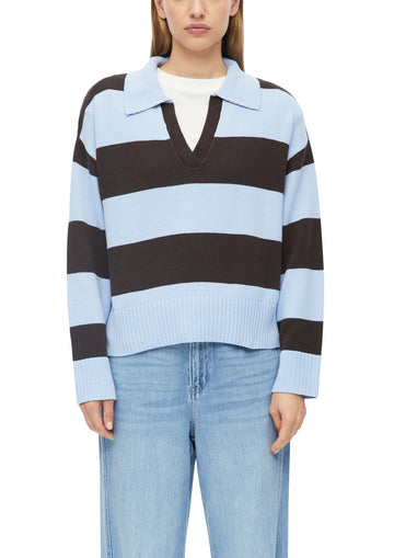 Gestreiftes Strick-Poloshirt in Regular Fit
