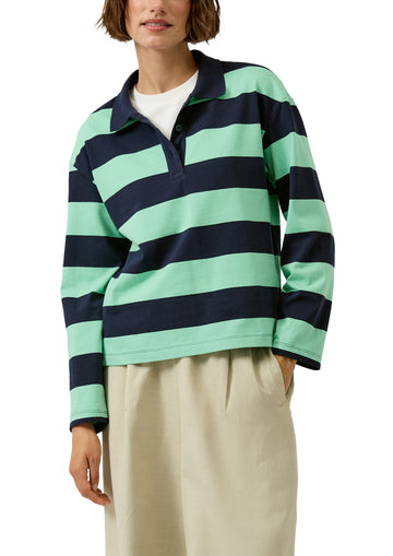 Gestreiftes Sweatshirt mit Polokragen