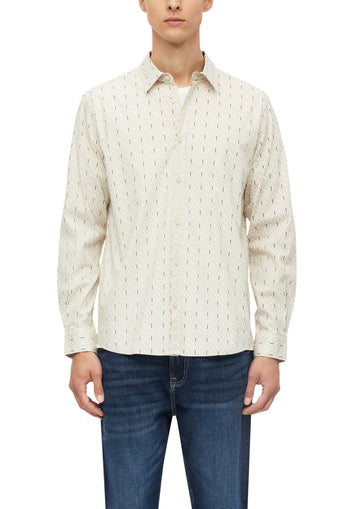 Hemd aus Baumwollstretch mit Muster in Regular Fit
