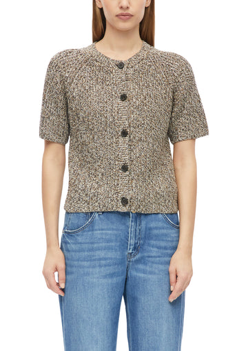 Kurzarm-Strickjacke aus Baumwollmix in Regular Fit