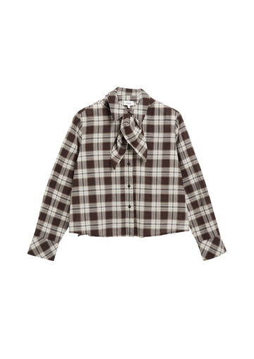 Leichte Karo-Bluse mit Dreieckstuch