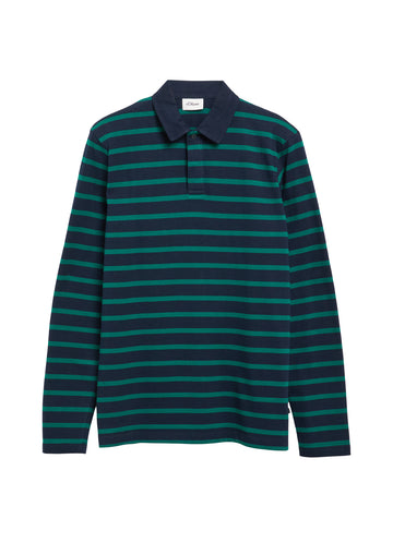 Ringel-Poloshirt mit Knopfleiste