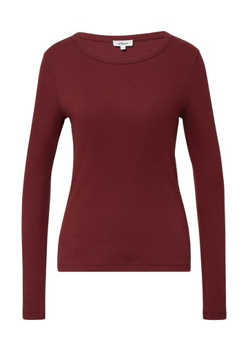 Ripp-Langarmshirt mit Stickerei