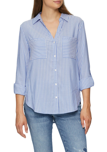 Streifen-Bluse mit aufgesetzten Taschen