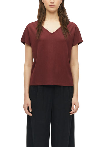 Strukturiertes V-Neck-T-Shirt