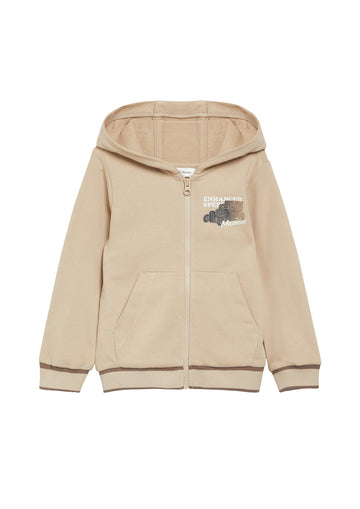 Sweatjacke mit Kängurutasche und Reliefprint