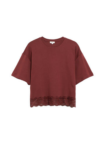 T-Shirt mit Spitzenkante