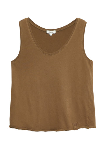 Top mit Garment Dye und offenen Kanten