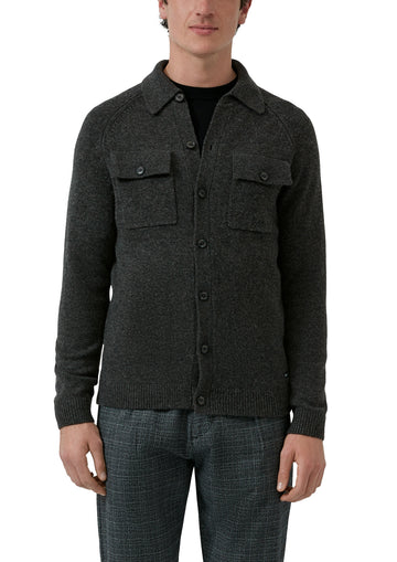 Wollmix-Cardigan im Overshirt-Style