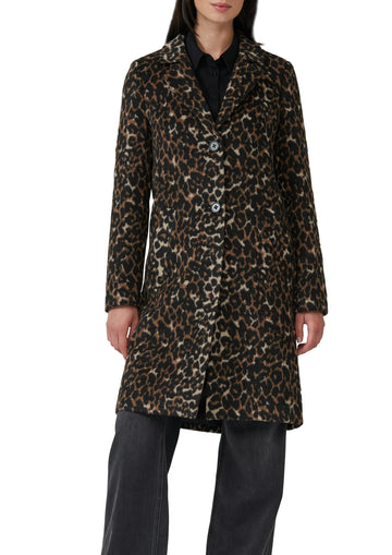 Wollmixmantel mit Leo-Muster