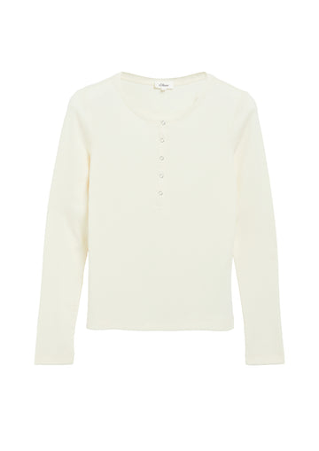 s. Oliver Langarmshirt aus Rippjersey mit Druckknopfleiste