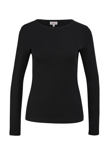 s.Oliver: Longsleeve aus Baumwoll-Jersey mit Rundhalsausschnitt
