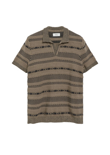 s.Oliver Strickpolo mit Jacquard-Ringeln und Polokragen