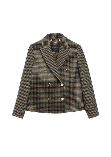 Blazer-Jacke mit Hahnentrittmuster