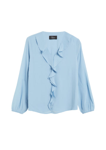 Bluse aus Crinkle-Chiffon mit Volants