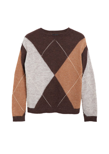 Feinstrickpullover mit Rauten-Muster