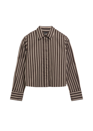 Gestreifte Crop-Bluse aus Popeline