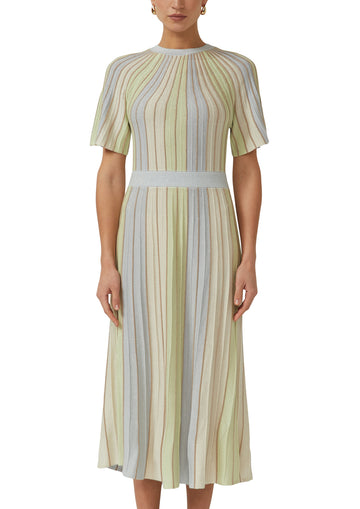 Multicolor-Strickkleid mit Metallic-Garn