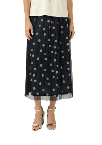 Plissierter Midirock mit Polka Dots