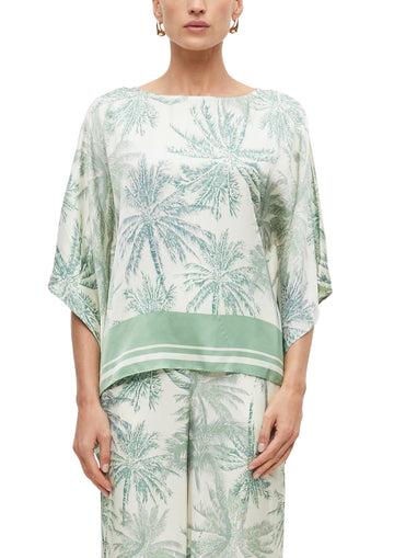 Satin-Bluse mit All-over-Print