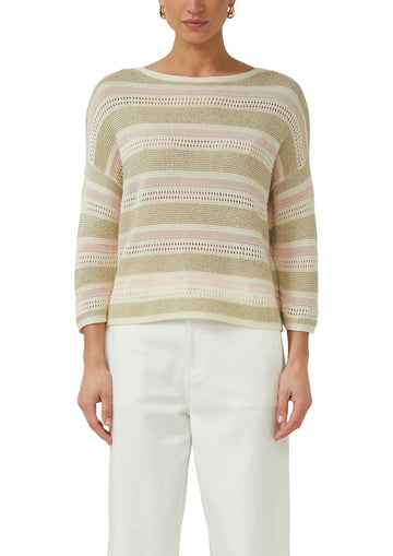 Strickpullover mit Pailletten und U-Boot-Ausschnitt