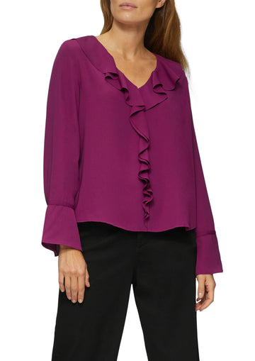 Volantbluse mit V-Ausschnitt