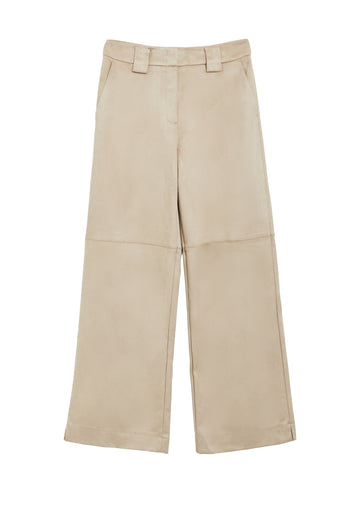 Wide-Leg-Hose in Veloursleder-Optik