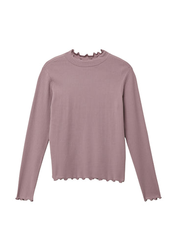 Geripptes Langarmshirt im Slim Fit