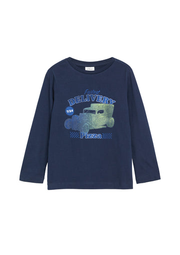 Langarmshirt mit Print und Stickerei in Regular Fit
