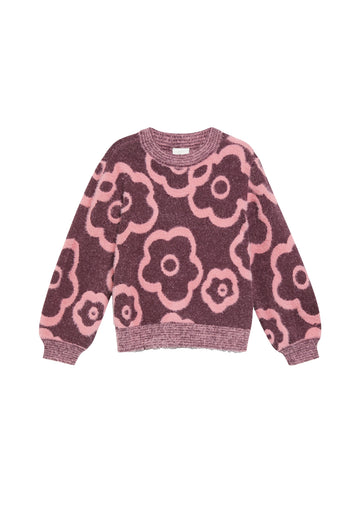 Melierte Strickjacke mit kurzen Ärmeln