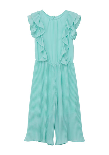 Plissierter Jumpsuit mit Volants-Details