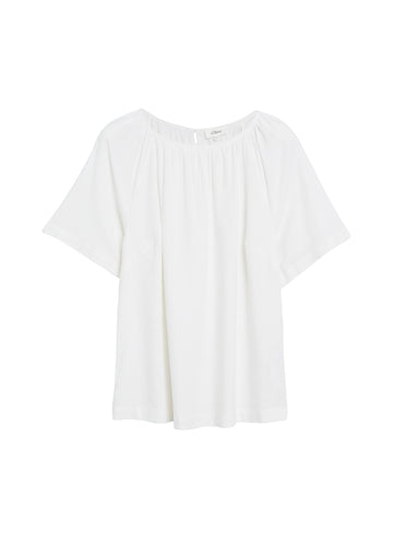 Leinenmixbluse mit Raffungen
