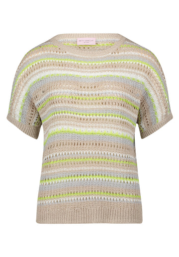 Lochstrick-Pullover mit Streifenmuster