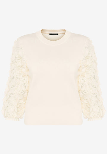 Feinstrickpullover mit 3D Blüten