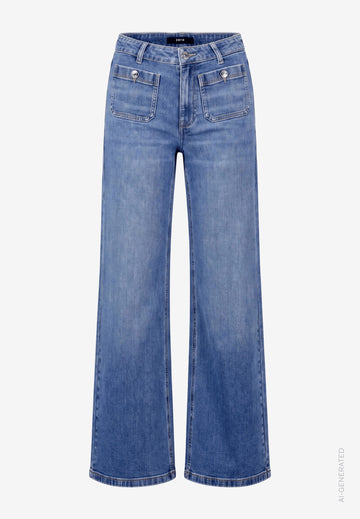 Flared Jeans mit aufgesetzten Taschen