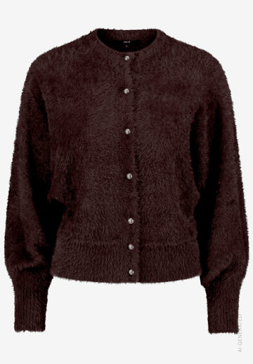 Flauschige Damen Strickjacke  mit Knöpfen