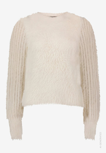 Flauschiger Pullover mit Stehkragen