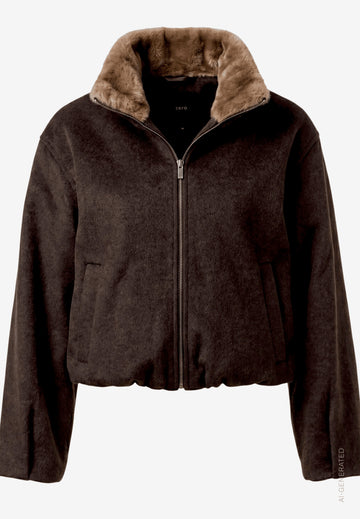 Jacke mit Kunstfellkragen