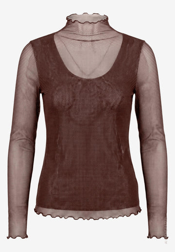 Langarmshirt mit Muster im Kelchkragen