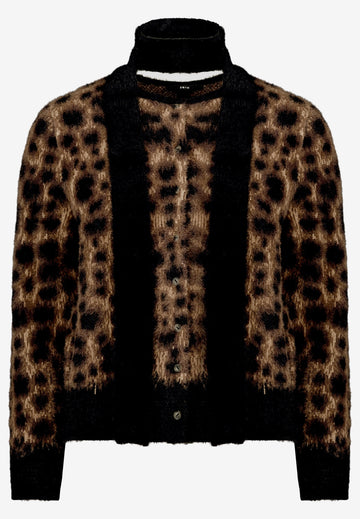 Leo-Strickjacke mit Schal