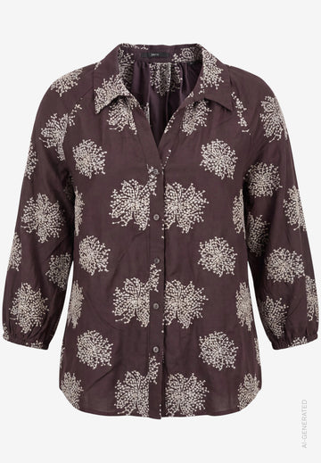 Oversized-Bluse 3/4 Arm mit Stickerei