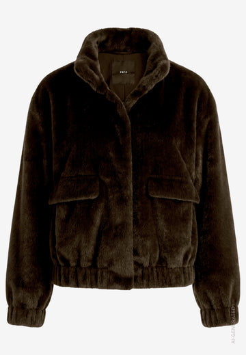 Plüschjacke  mit Taschenklappen