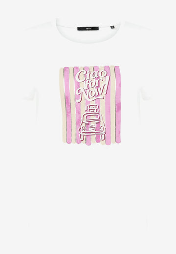 Print-T-Shirt mit Glitzerdetails