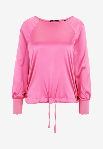 Satinbluse mit Strickbündchen