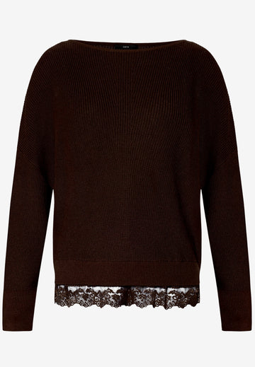 Strickpullover mit Spitzenkante