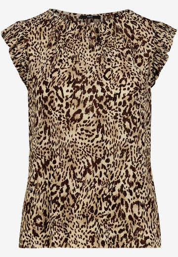T-Shirt  gerafft mit Leoprint