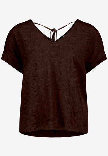 T-Shirt mit V-Ausschnitt und Bindedetail